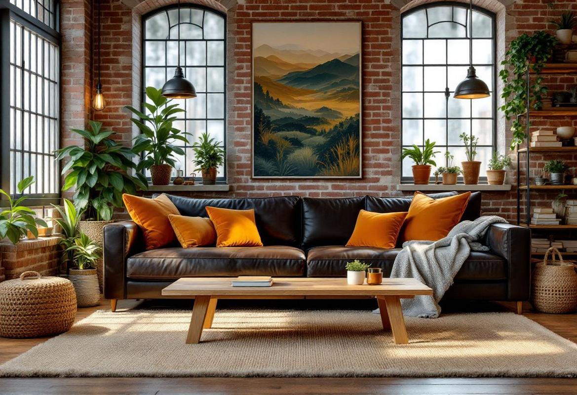 Déco salon industriel cocooning : l'art de mixer confort et style